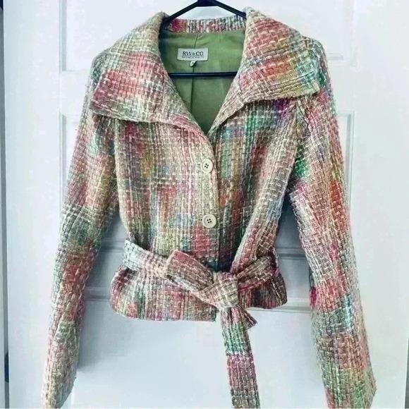 RW&CO PASTEL PINK LILAC BLUE TWEED FALL JACKET SIZE  6 - Picture 16 of 16
